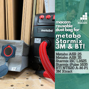 Reusable dust bag for Metabo ASR 25/35 fitted inside the dust extractor