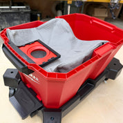Close-up of the reusable dust bag fabric and collar for Milwaukee M18 Fuel Nexus 23L