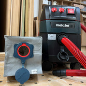 Reusable dust bag for Metabo, Starmix, 3M and BTI laid flat showing full bag shape
